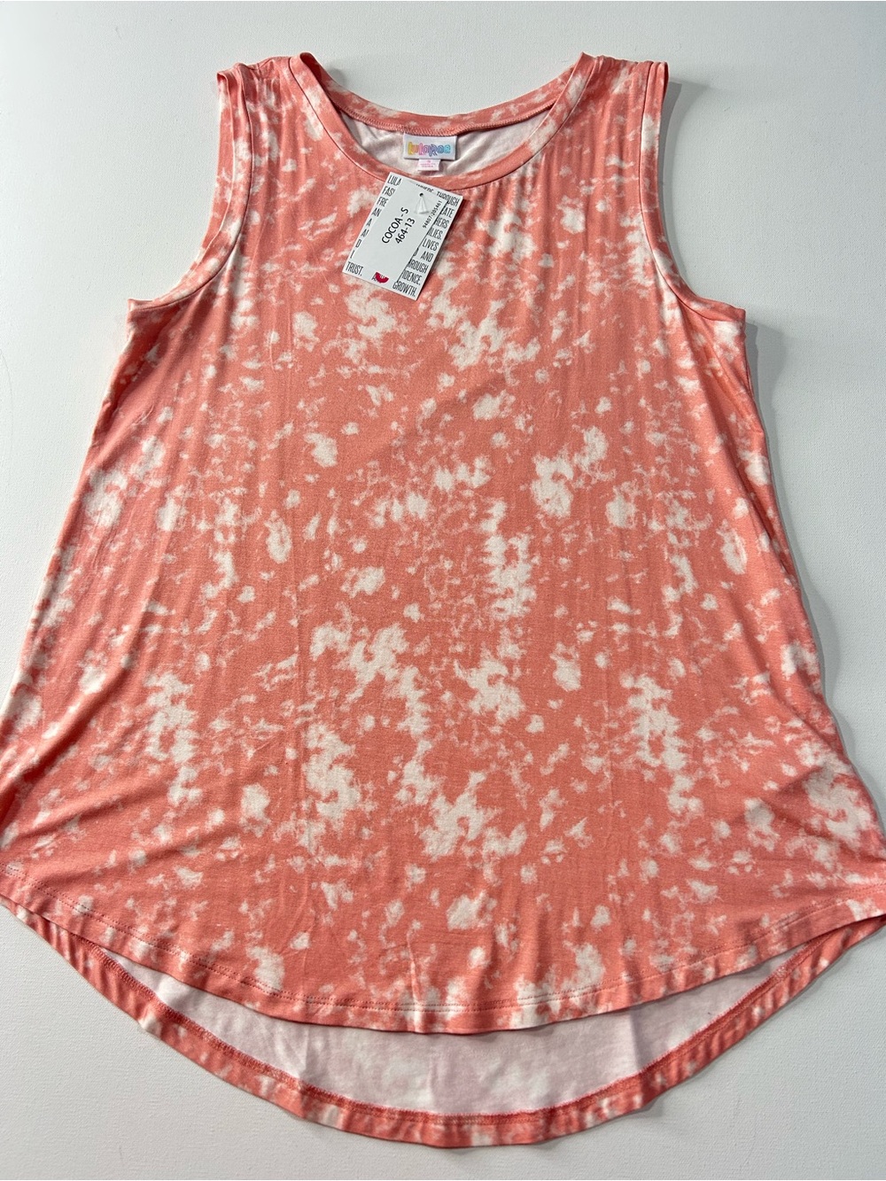 LuLaRoe Coral and Cream Tie-Dye Sleeveless Tank